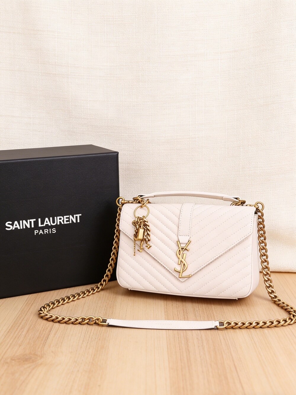 YSL Medium Bag in White